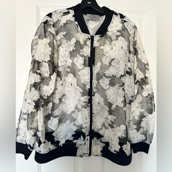 Ruff Hewn Jackets & Blazers - Vintage Ruff Hewn transparent floral bomber jacket- Size 1X